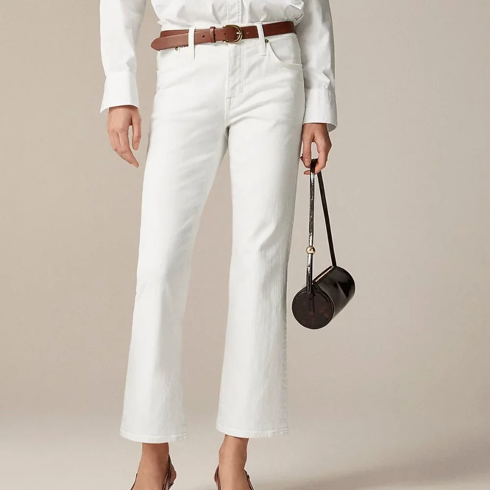 NWT J Crew Mid-Rise Kickout Jeans White 24 - Picture 1 of 3